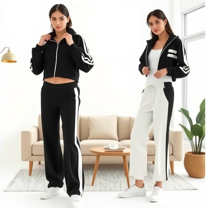 Striped Zipper Tracksuit for Women