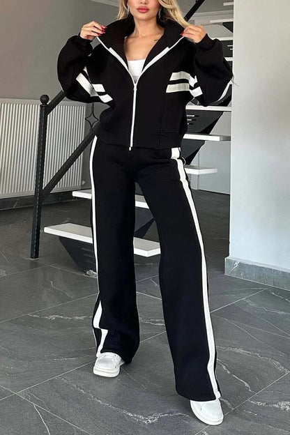 Striped Zipper Tracksuit for Women