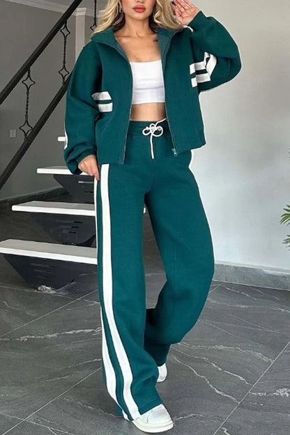 Striped Zipper Tracksuit for Women