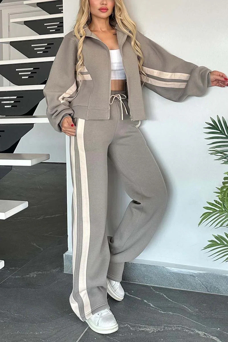 Striped Zipper Tracksuit for Women