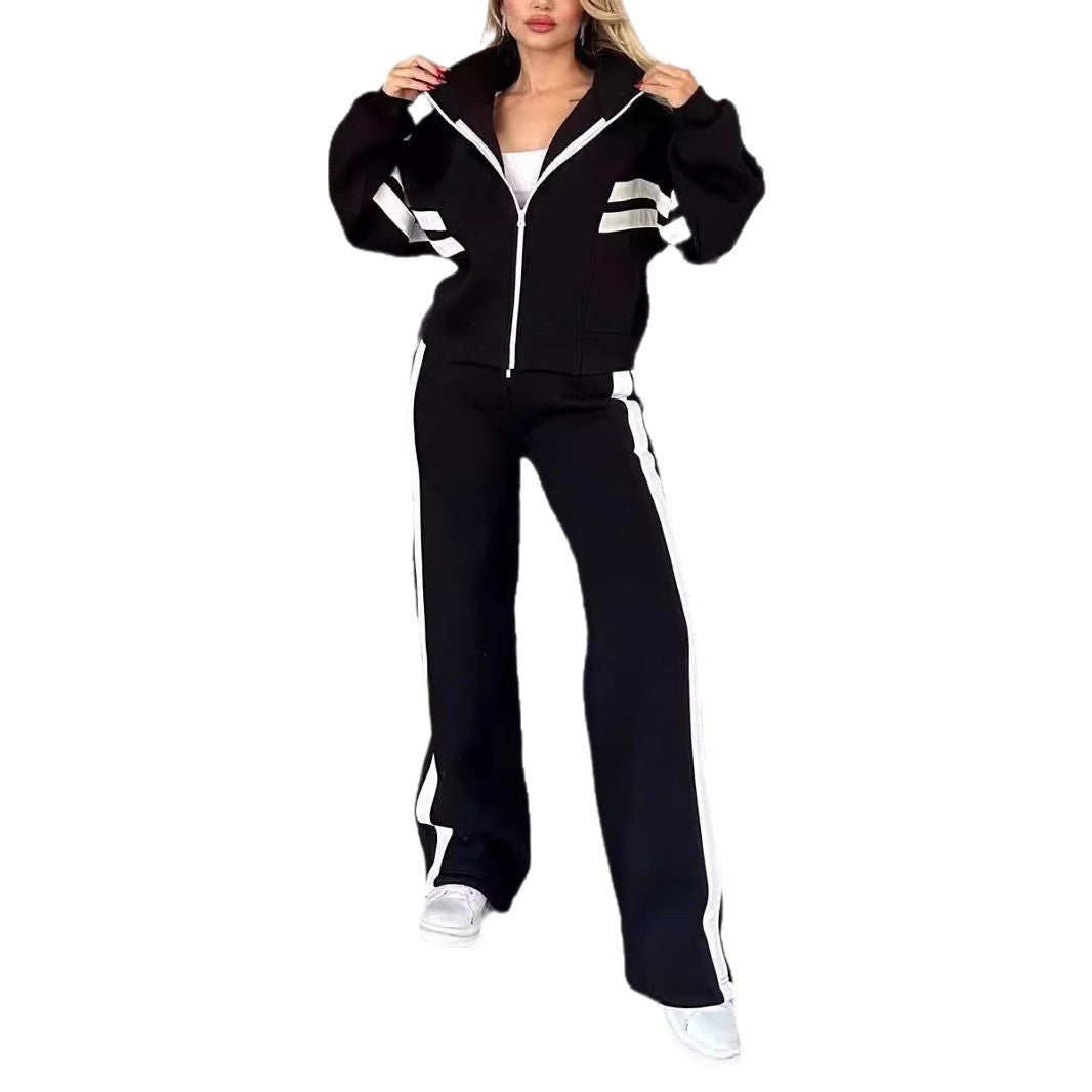 Striped Zipper Tracksuit for Women