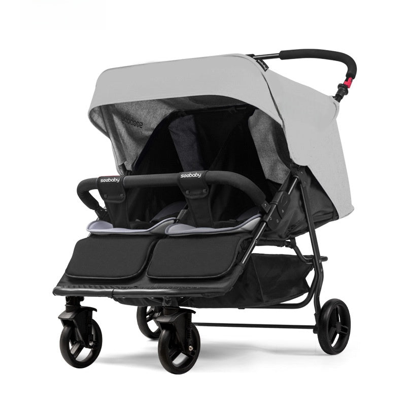 Stroller that can be used in sitting, reclining, or folding positions