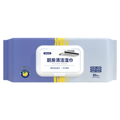 Strong Oil Removal Kitchen Wet Wipes, Disposable Non-woven Cleaning Wipes for Range Hood and Surfaces