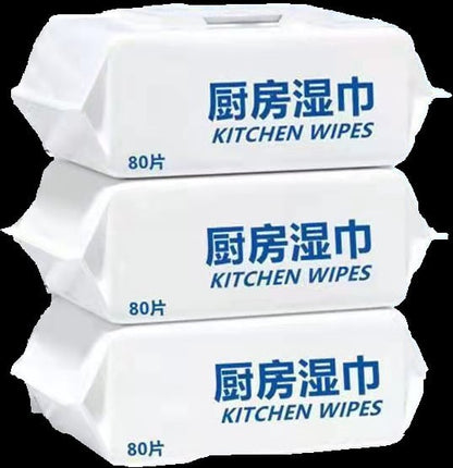 Strong Oil Removal Kitchen Wet Wipes, Disposable Non-woven Cleaning Wipes for Range Hood and Surfaces