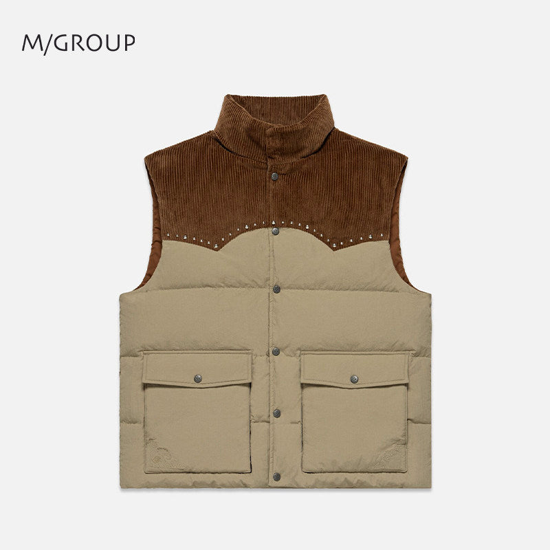 Studded Corduroy Down Gilet Vest