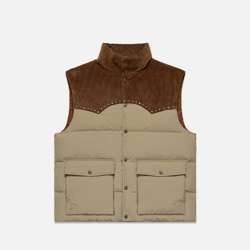 Studded Corduroy Down Gilet Vest