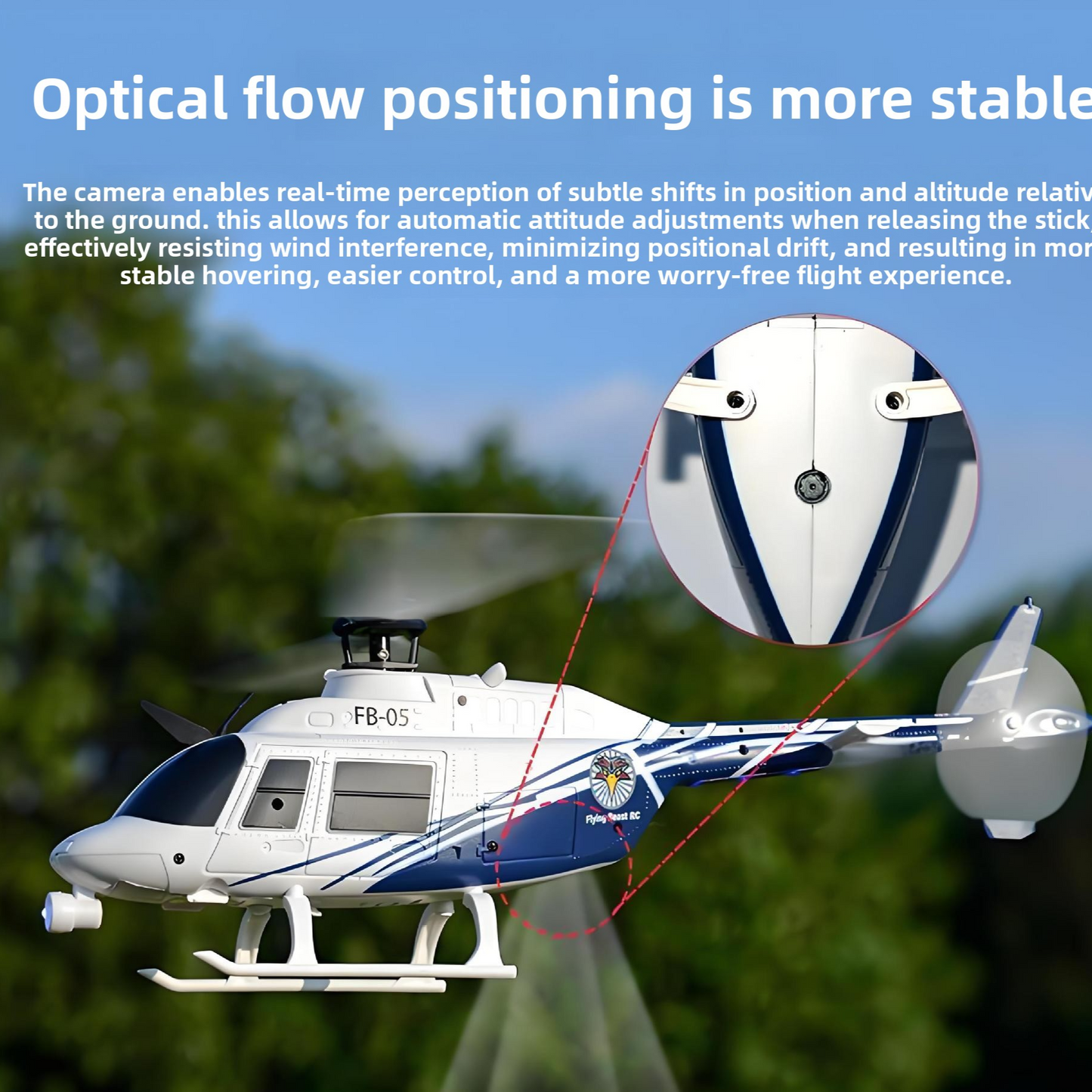 Stunt Remote Control Helicopter with Optical Flow Positioning