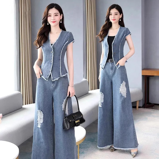 Style-Enhancing Petite Wide-leg Pants Set