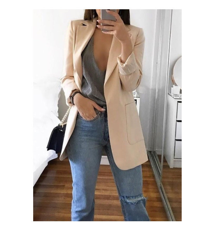 Stylish and casual lapel slim-fit cardigan