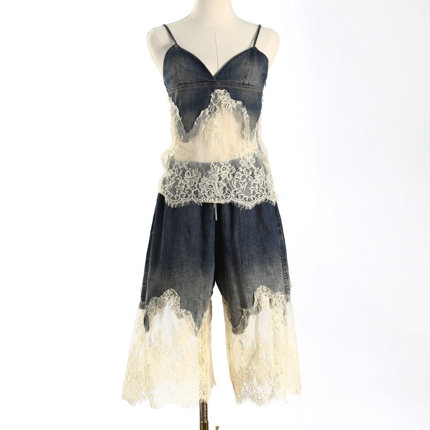 Stylish Denim Two-Piece Set