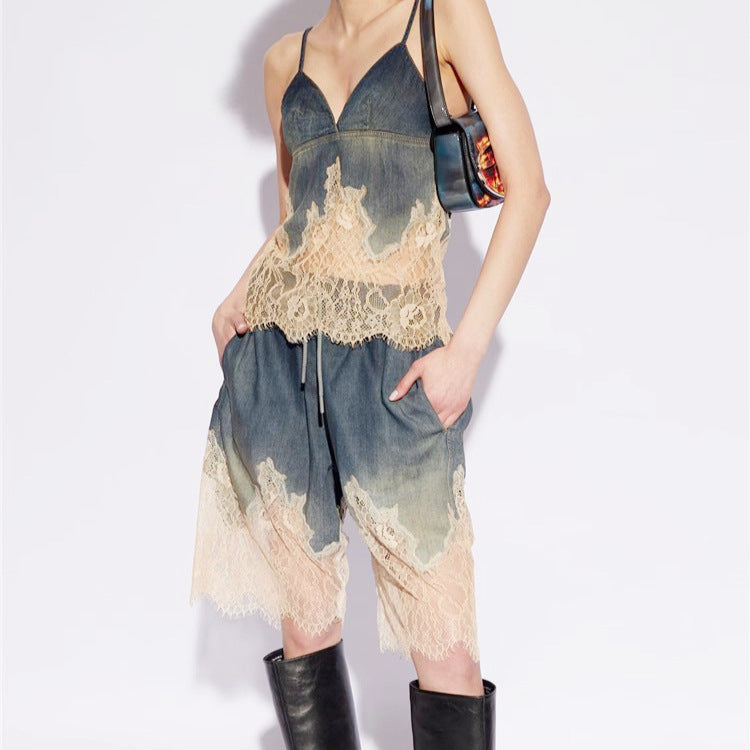 Stylish Denim Two-Piece Set