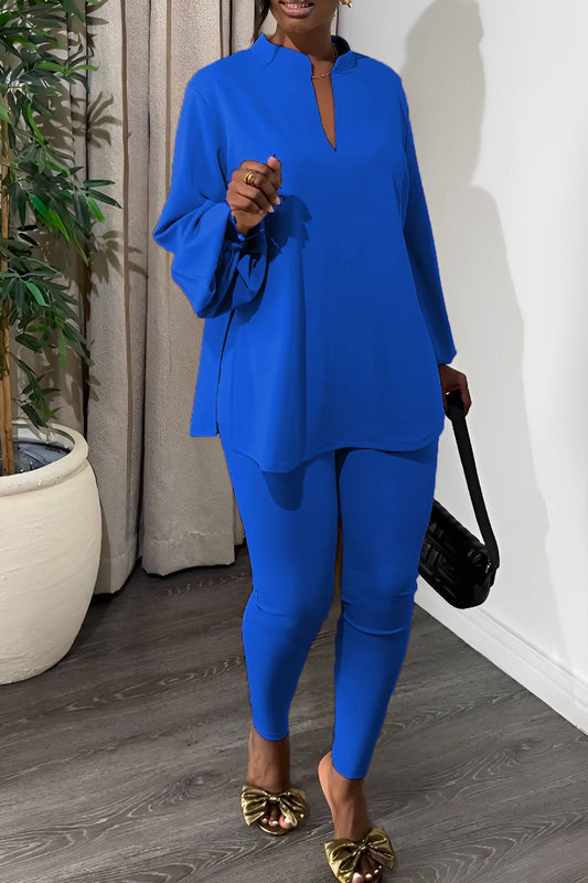Stylish Knitted Suit Set with V-Neck Top and Tights
