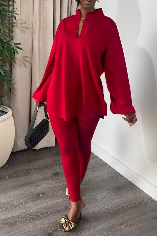Stylish Knitted Suit Set with V-Neck Top and Tights