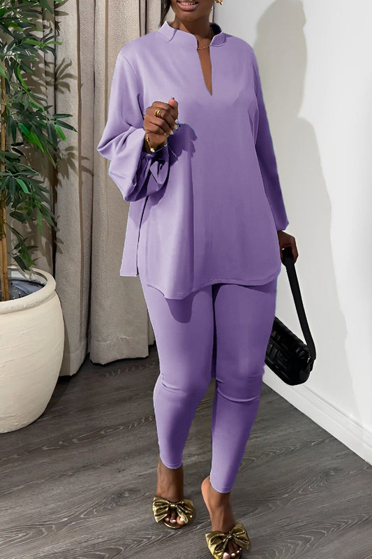 Stylish Knitted Suit Set with V-Neck Top and Tights