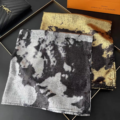Stylish Liquid Silver Polyester Scarf for Women