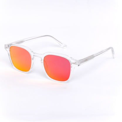 Stylish square-framed sunglasses with rice studs