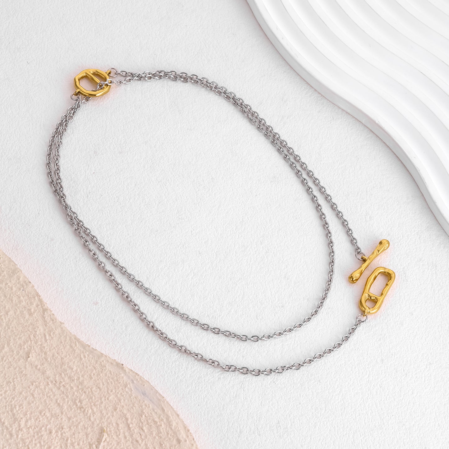 Stylish Two-Tone Stainless Steel Necklace