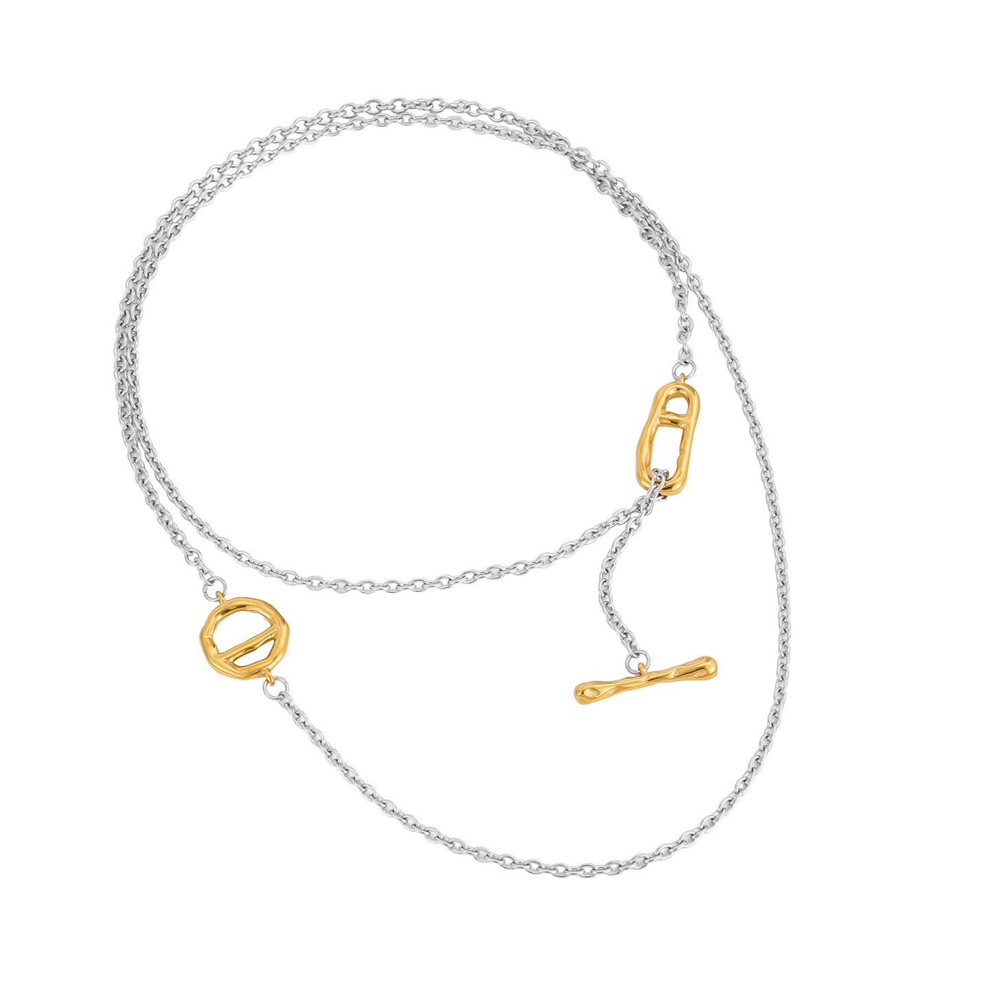 Stylish Two-Tone Stainless Steel Necklace