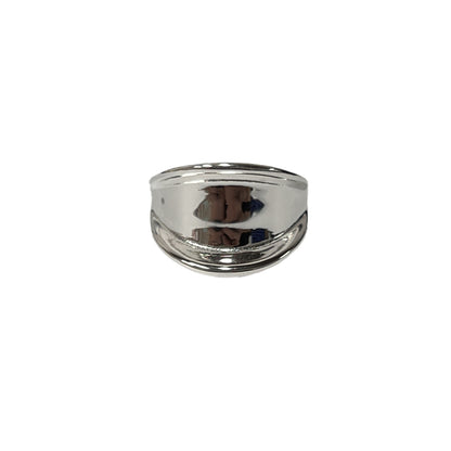Suchuang S925 Sterling Silver Geometric Curved Glossy Ring Korean Heavy Industry Design Stylish Niche Wide Ring for Men and Women