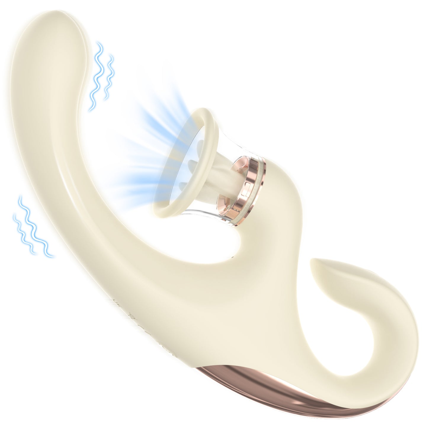 Sucking the tongue, licking, vibrating the vibrator
