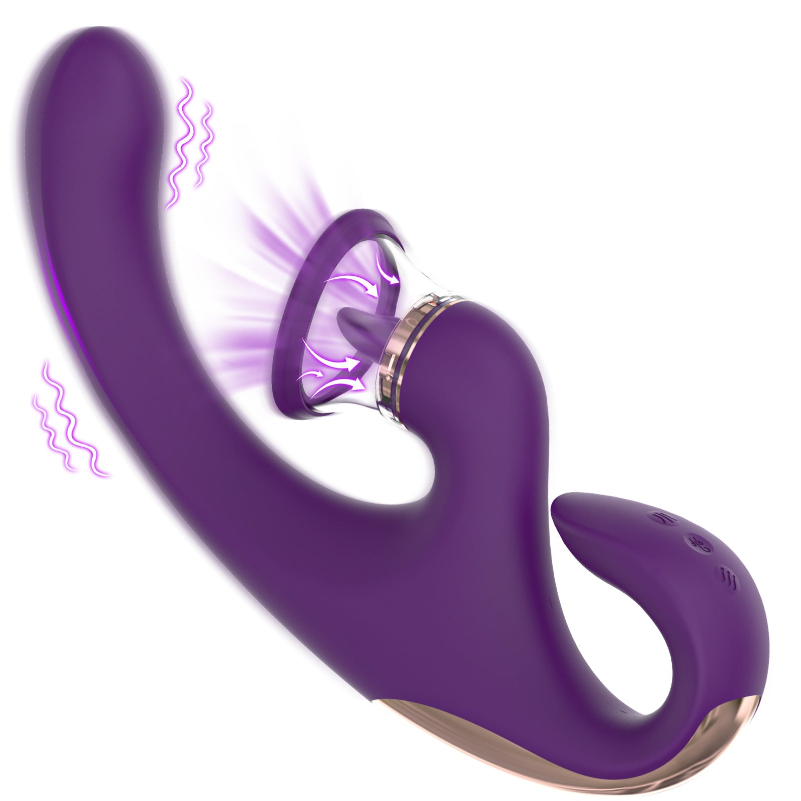 Sucking the tongue, licking, vibrating the vibrator