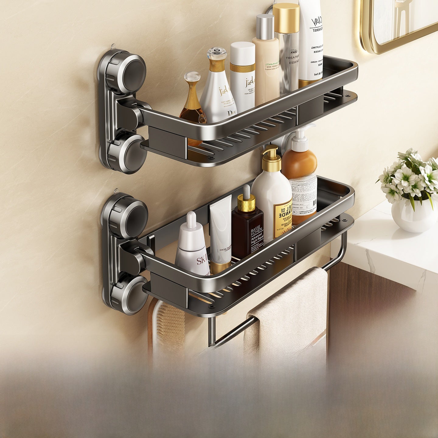 Suction Cup Bathroom Storage Rack