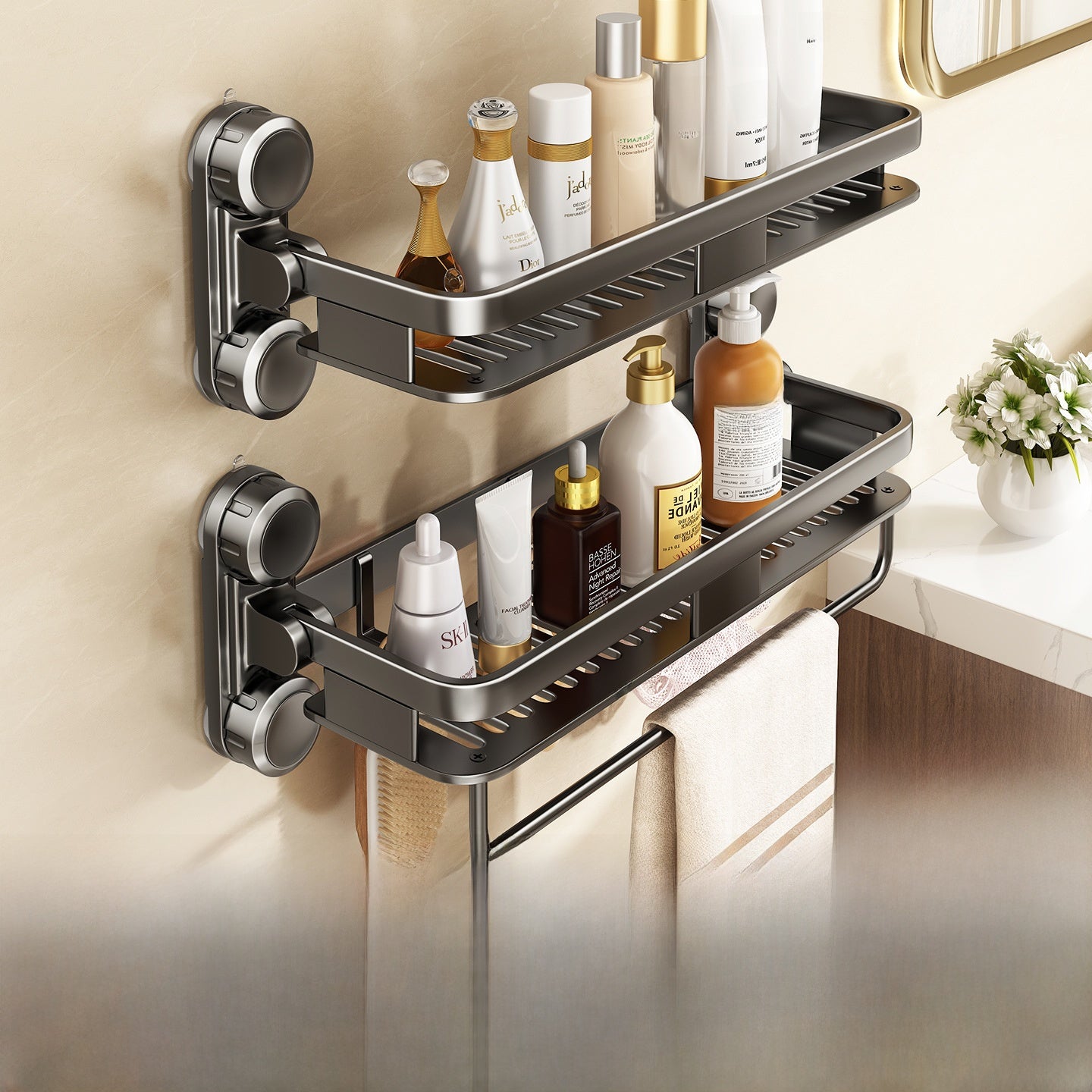 Suction Cup Bathroom Storage Rack