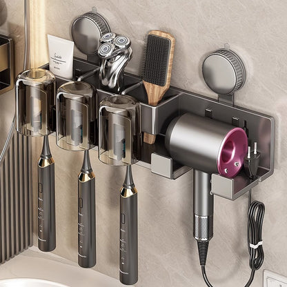 Suction Cup Toothbrush and Hair Dryer Wall Mount Holder