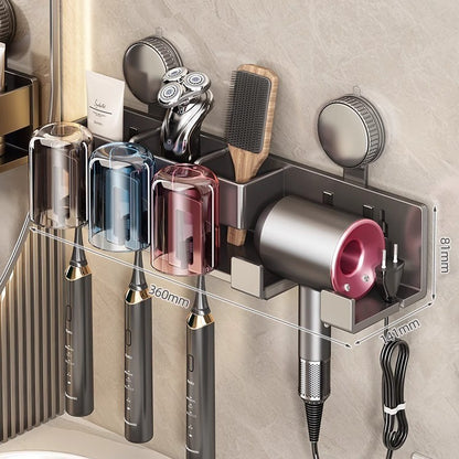 Suction Cup Toothbrush and Hair Dryer Wall Mount Holder