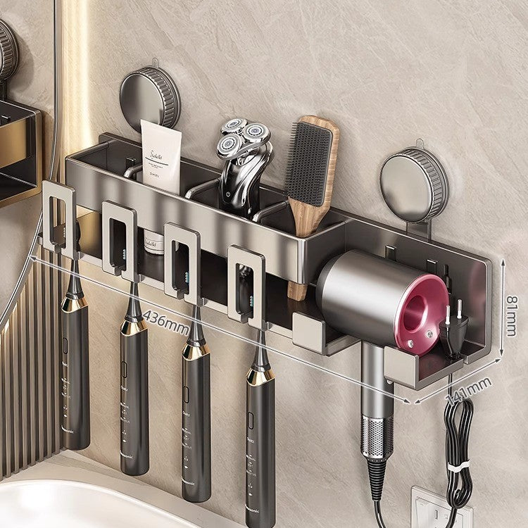 Suction Cup Toothbrush and Hair Dryer Wall Mount Holder