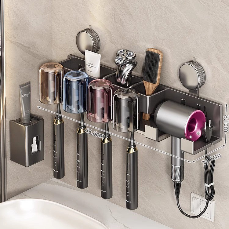 Suction Cup Toothbrush and Hair Dryer Wall Mount Holder