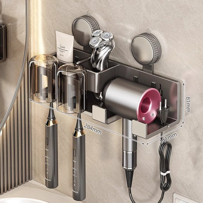 Suction Cup Toothbrush and Hair Dryer Wall Mount Holder