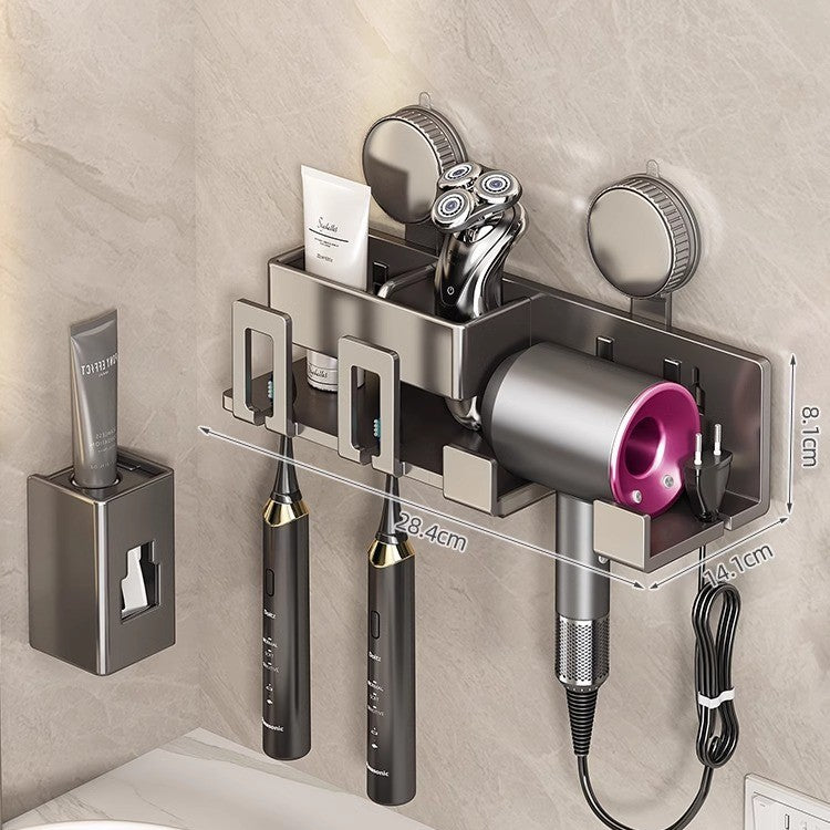 Suction Cup Toothbrush and Hair Dryer Wall Mount Holder