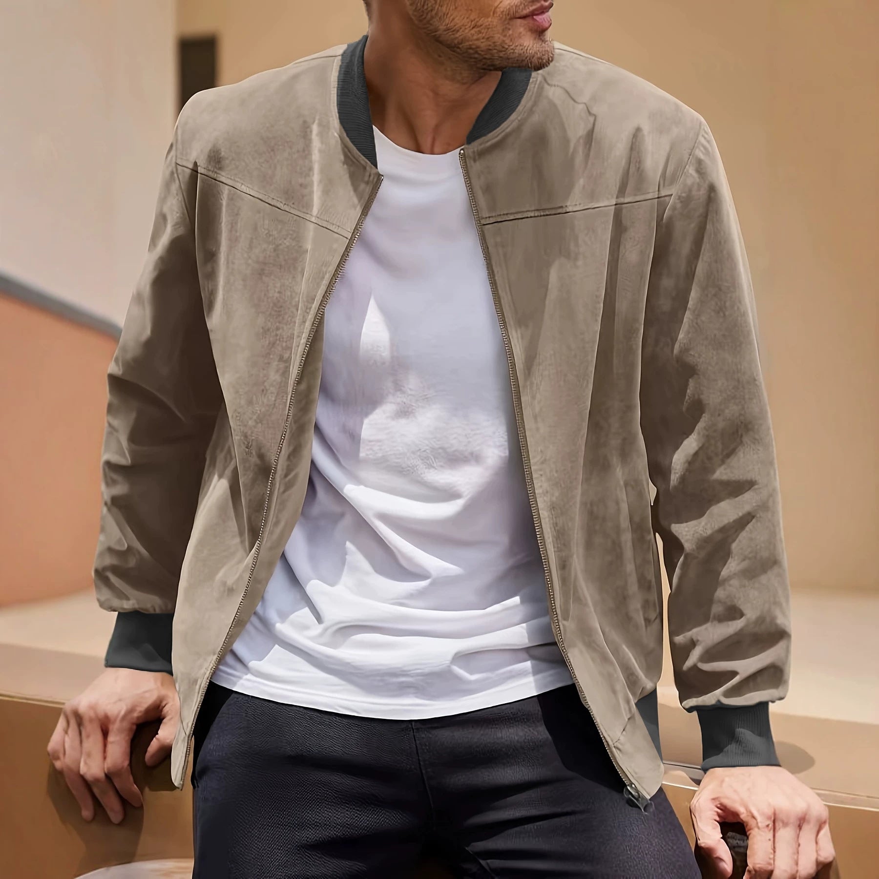 Suede Casual Zipper Jacket