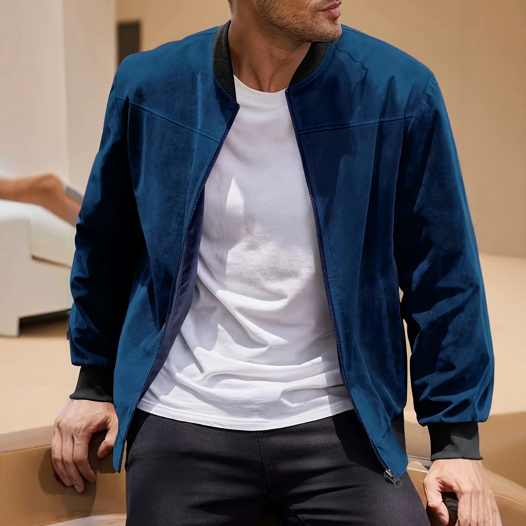 Suede Casual Zipper Jacket