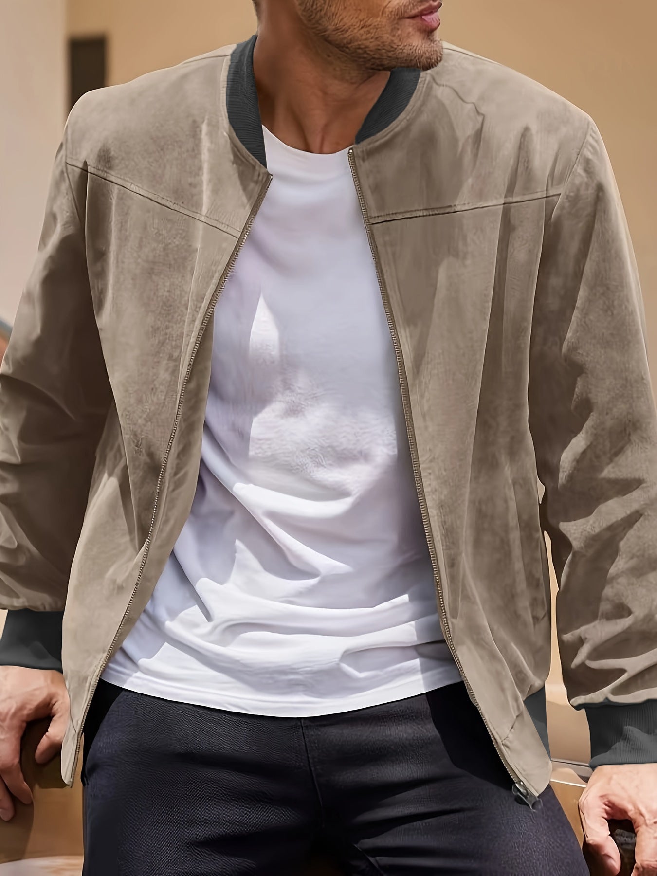 Suede Casual Zipper Jacket