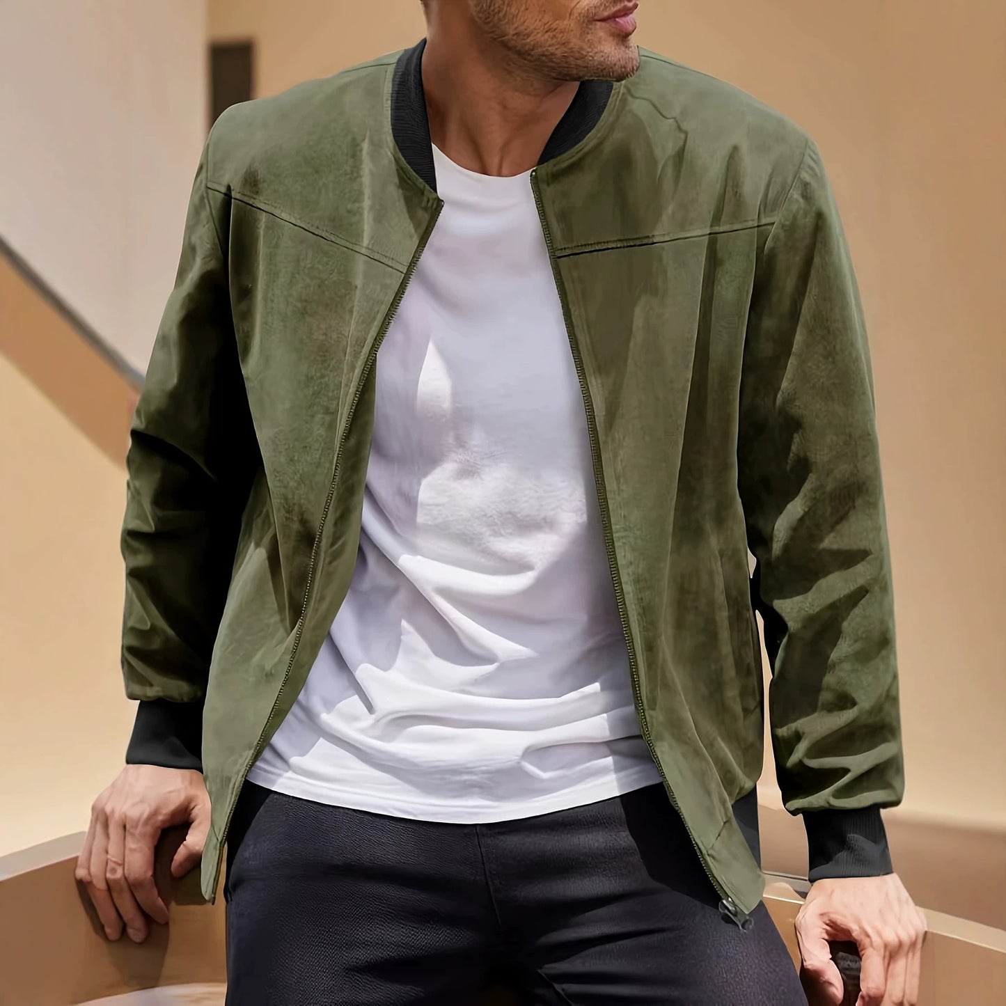 Suede Casual Zipper Jacket