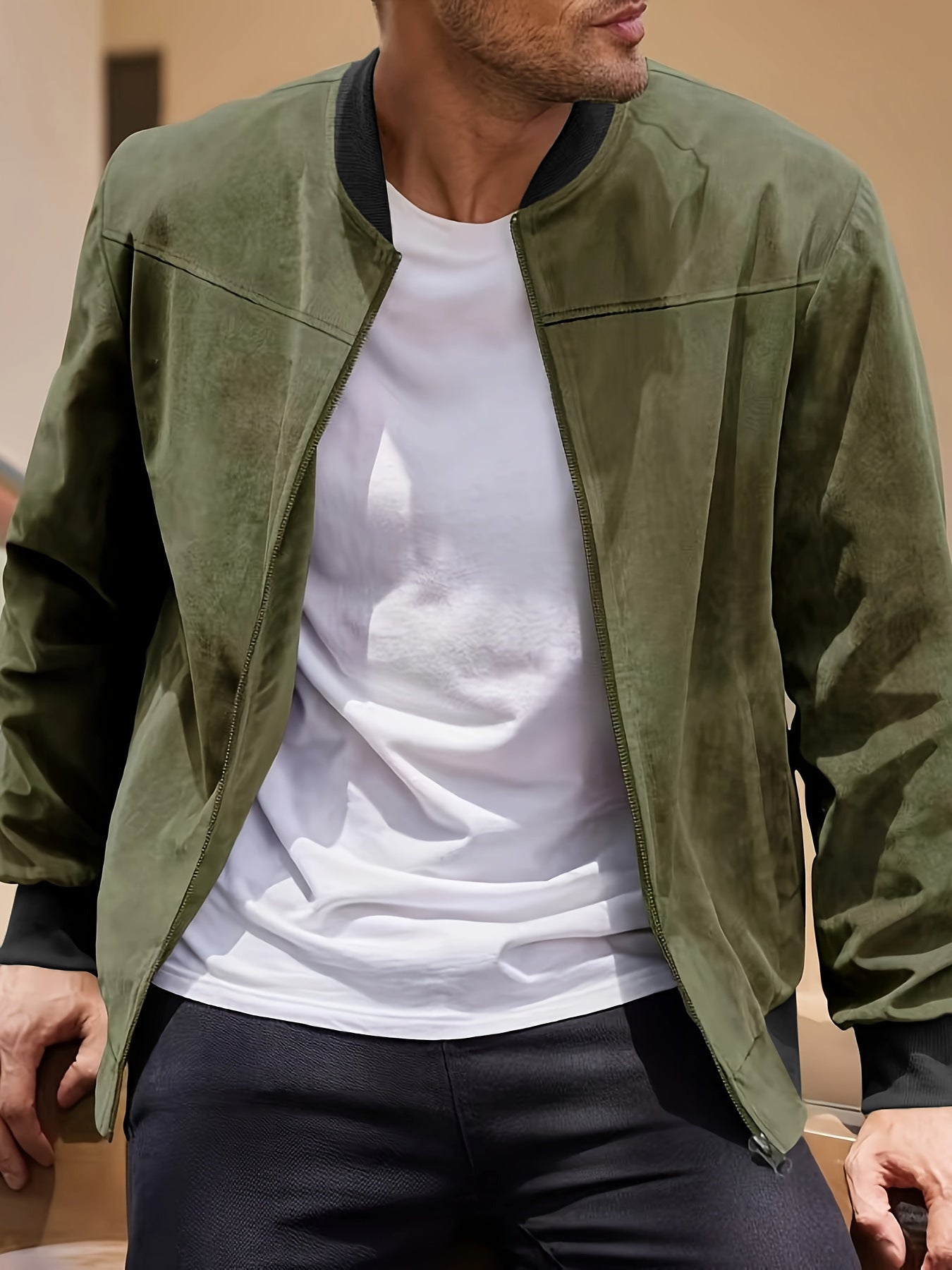 Suede Casual Zipper Jacket