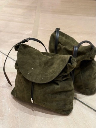 Suede Drawstring Hobo Shoulder Bag