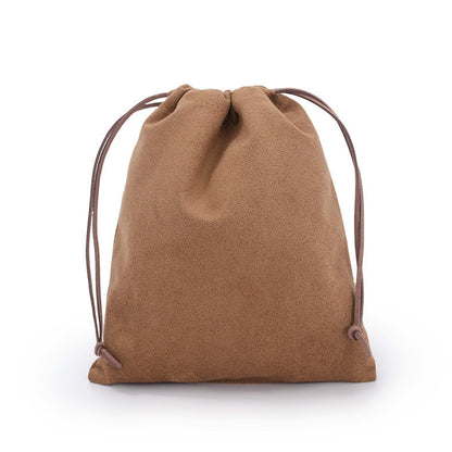 Suede drawstring pouch