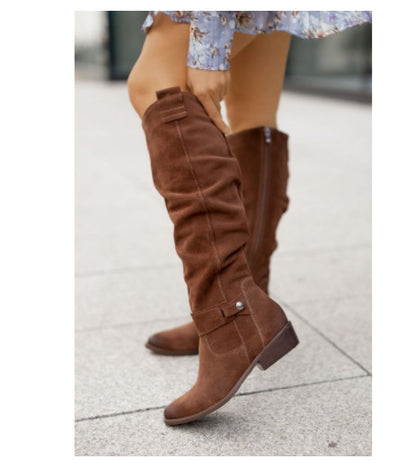 Suede high-top women’s boots