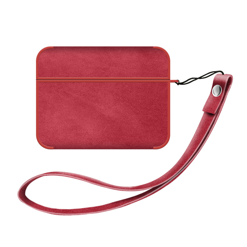 Suede Leather AirPods Protective Cover with Lanyard