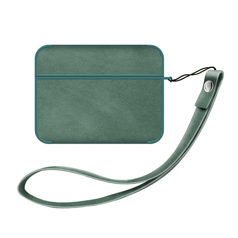 Suede Leather AirPods Protective Cover with Lanyard