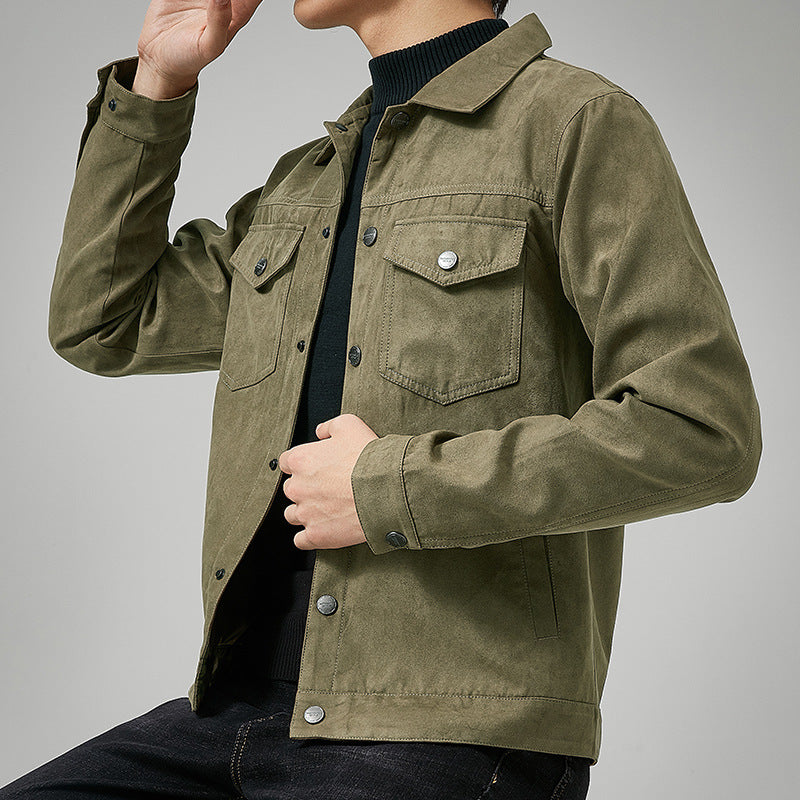 Suede Scrusted Casual Jacket