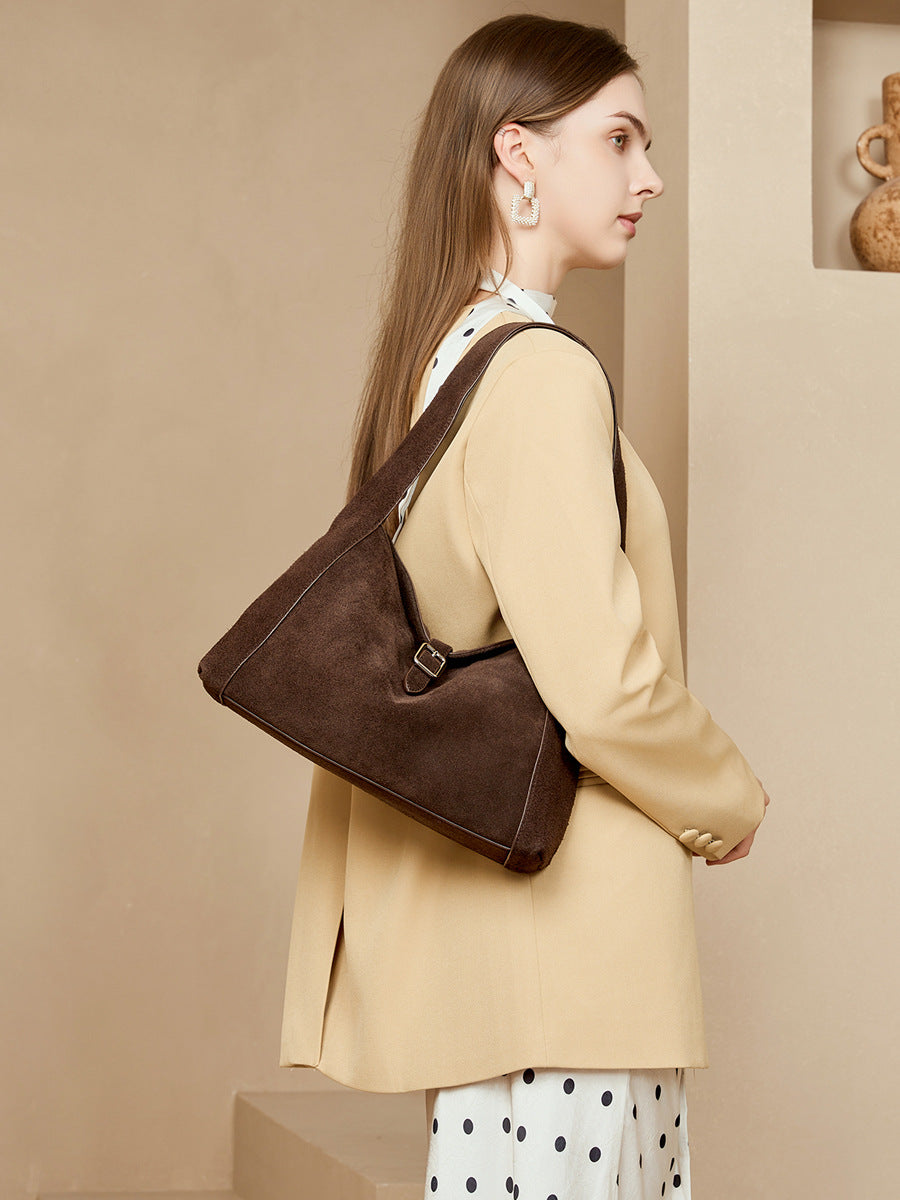 Suede shoulder bag