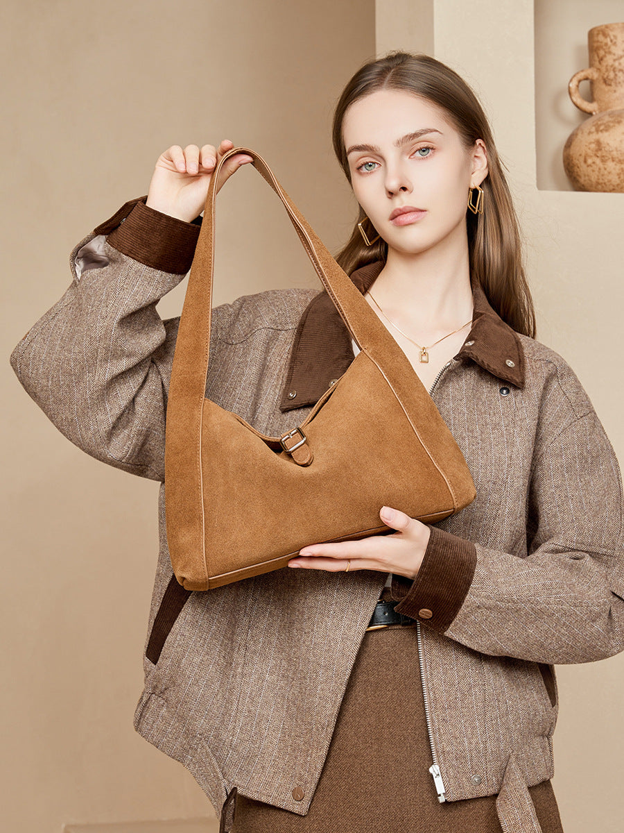Suede shoulder bag