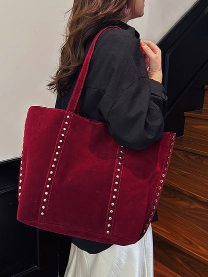 Suede Studded Tote Bag