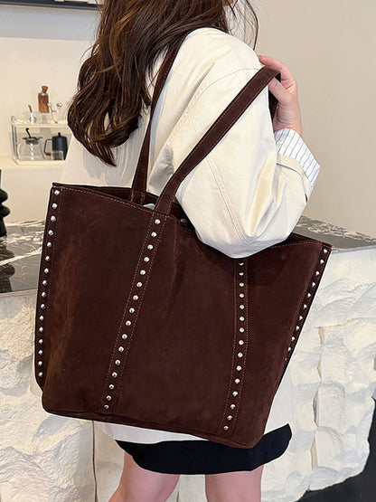 Suede Studded Tote Bag