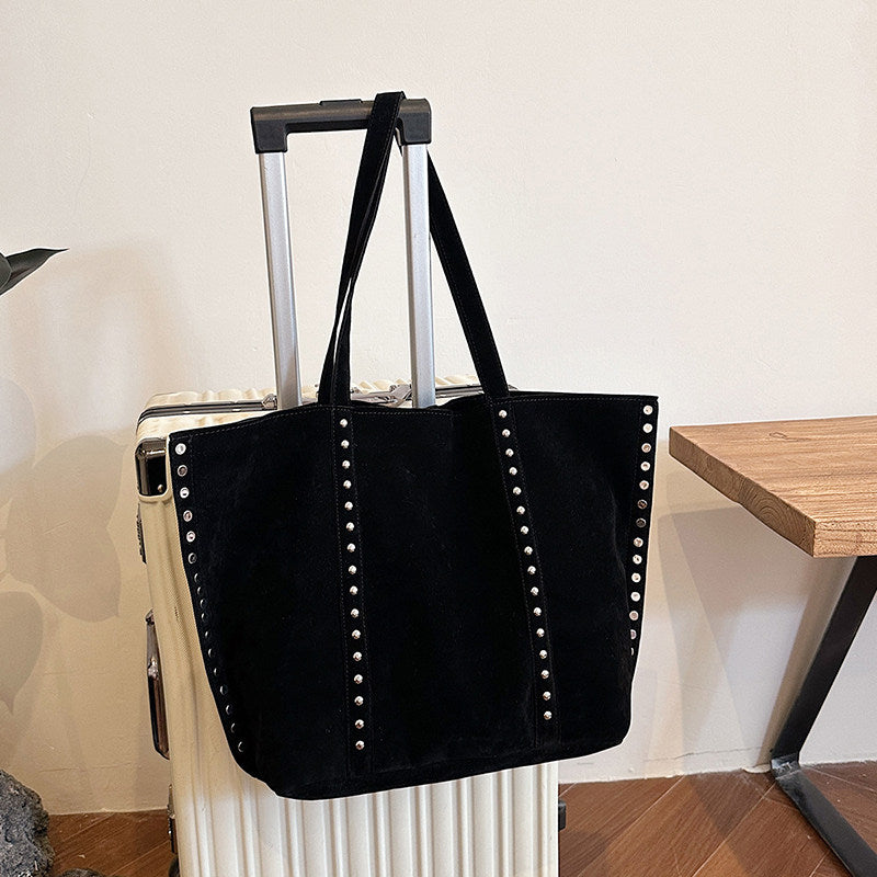 Suede Studded Tote Bag