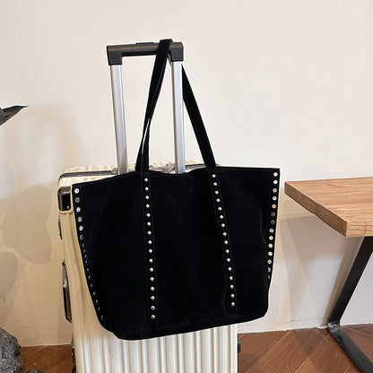 Suede Studded Tote Bag